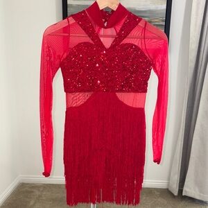 Weissman Red Fringe Dance Costume